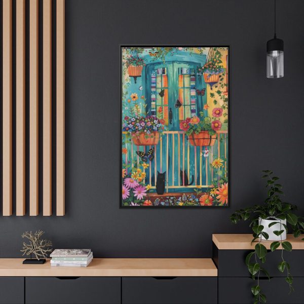 88299-89.jpg Blue Door With Black Cats Framed Canvas
