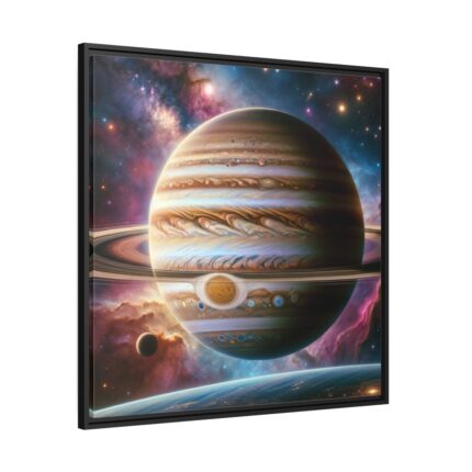 Majestic Gas Giant With Intricate Rings Framed Canvas