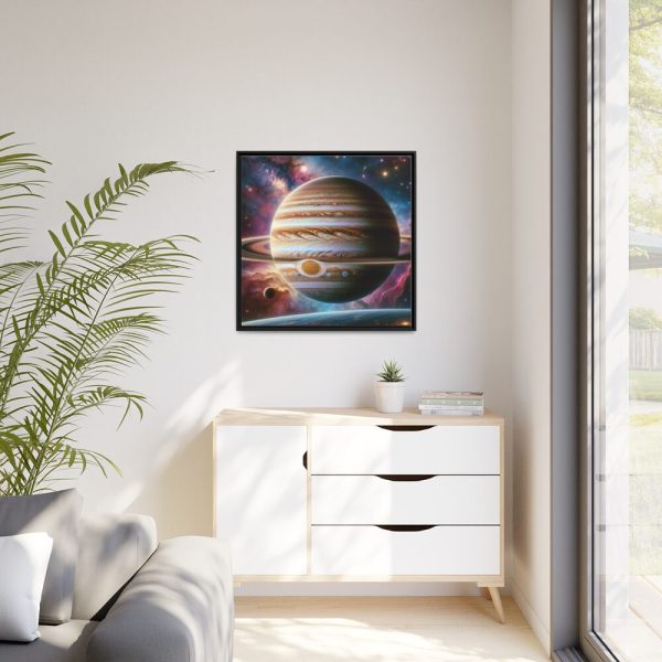 Majestic Gas Giant With Intricate Rings Framed Canvas