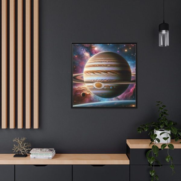 Majestic Gas Giant With Intricate Rings Framed Canvas