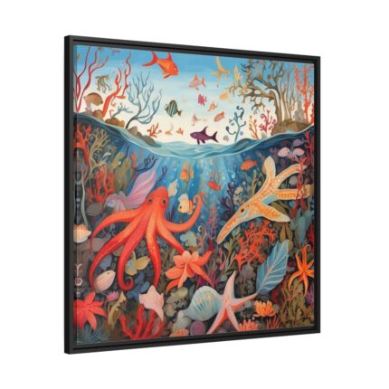 Colorful Underwater Scene Art Print Framed Canvas