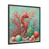 Underwater Scene With a Red Coral Reef and Seashells Framed Canvas