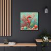 Underwater Scene With a Red Coral Reef and Seashells Framed Canvas