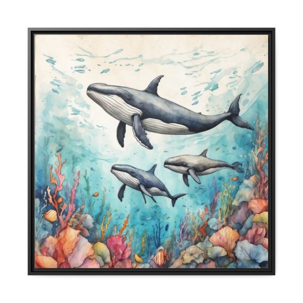 88302-56.jpg Watercolor Whales Under The Sea Framed Canvas