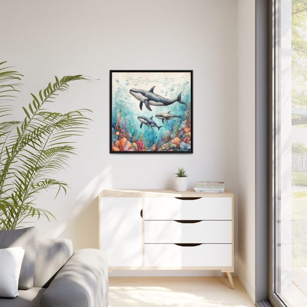 88302-58.jpg Watercolor Whales Under The Sea Framed Canvas