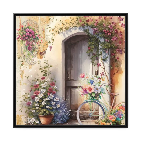 Watercolor Floral Front Door Bike Framed Canvas