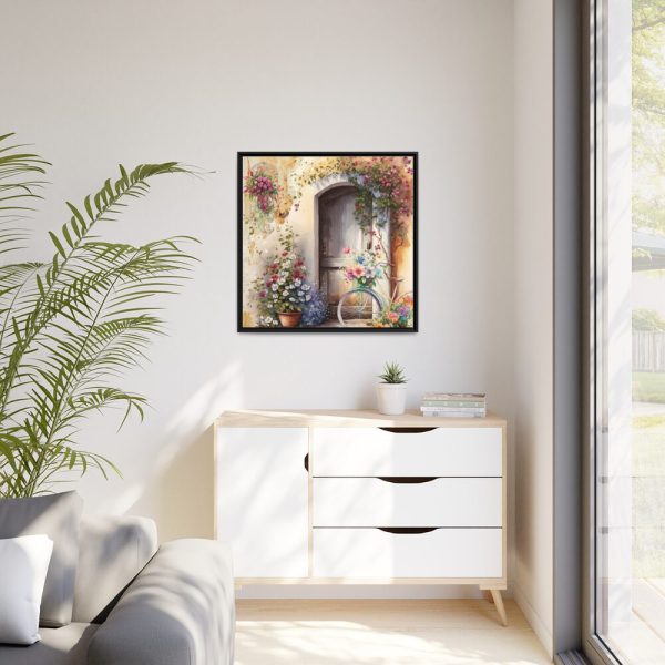 Watercolor Floral Front Door Bike Framed Canvas