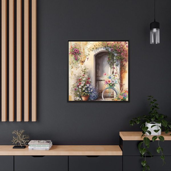 Watercolor Floral Front Door Bike Framed Canvas