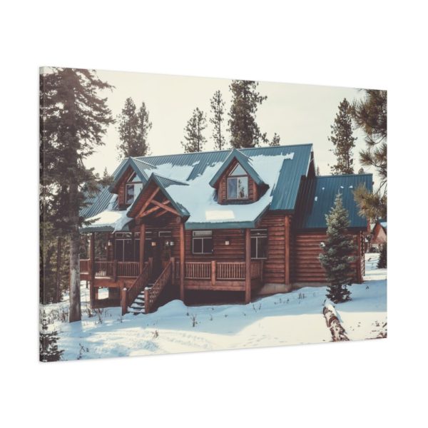 91638-120.jpg Snow Covered Log Cabin in the Forest Standard Canvas