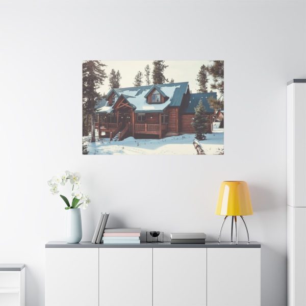 91638-122.jpg Snow Covered Log Cabin in the Forest Standard Canvas
