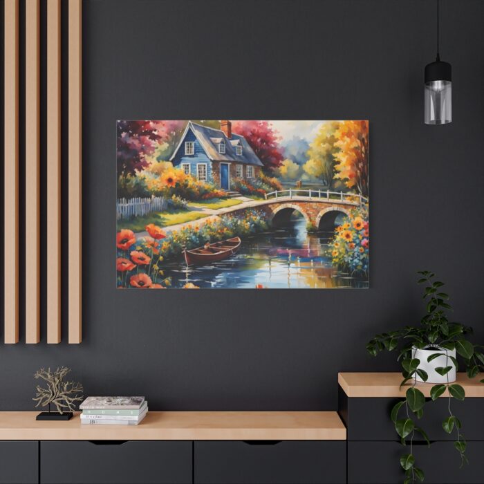 Cottage By A River Standard Canvas - Image 4