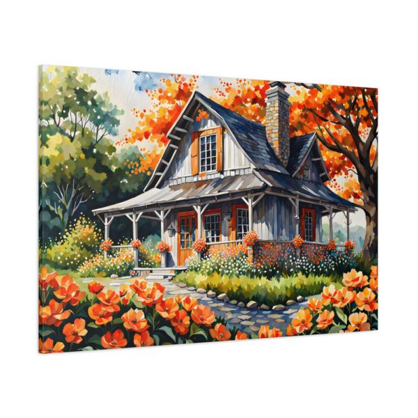 91638-155.jpg Old Fashioned Rustic Cottage in a Flower Garden Standard Canvas