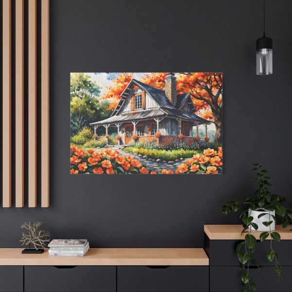 91638-158.jpg Old Fashioned Rustic Cottage in a Flower Garden Standard Canvas