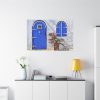 91638-207.jpg Blue Door and Pink Flower Standard Canvas