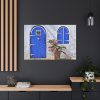 91638-208.jpg Blue Door and Pink Flower Standard Canvas