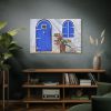 91638-209.jpg Blue Door and Pink Flower Standard Canvas