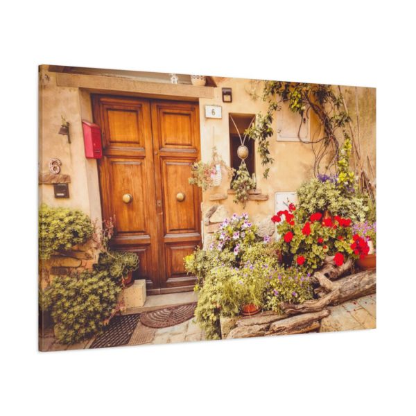 91638-210.jpg Wooden Door With Flowers in The Front Standard Canvas