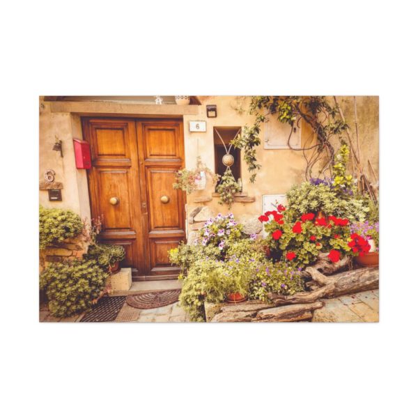 91638-211.jpg Wooden Door With Flowers in The Front Standard Canvas