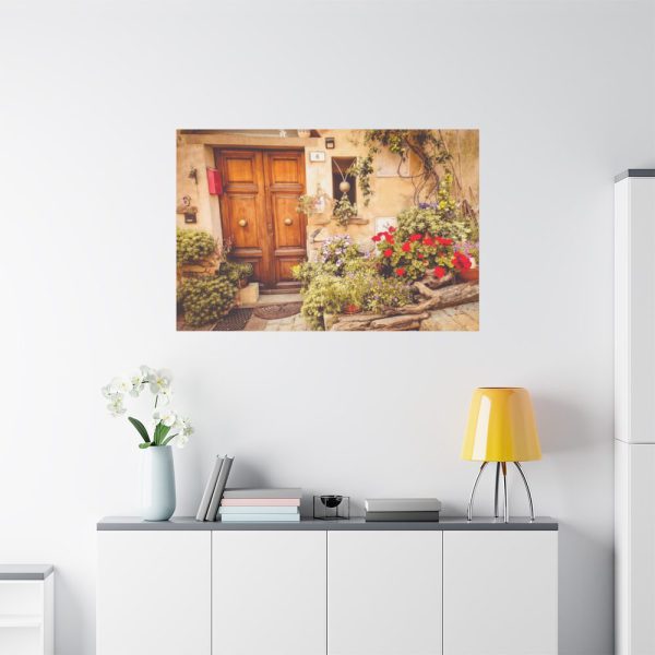 91638-212.jpg Wooden Door With Flowers in The Front Standard Canvas