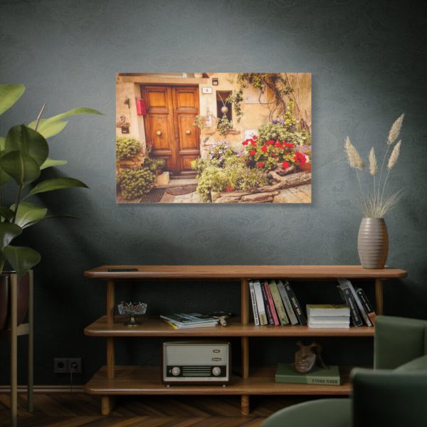 91638-214.jpg Wooden Door With Flowers in The Front Standard Canvas