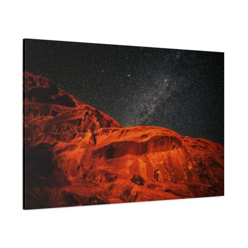 91638-255.jpg Glowing Red Mountain Under Starry Sky Standard Canvas
