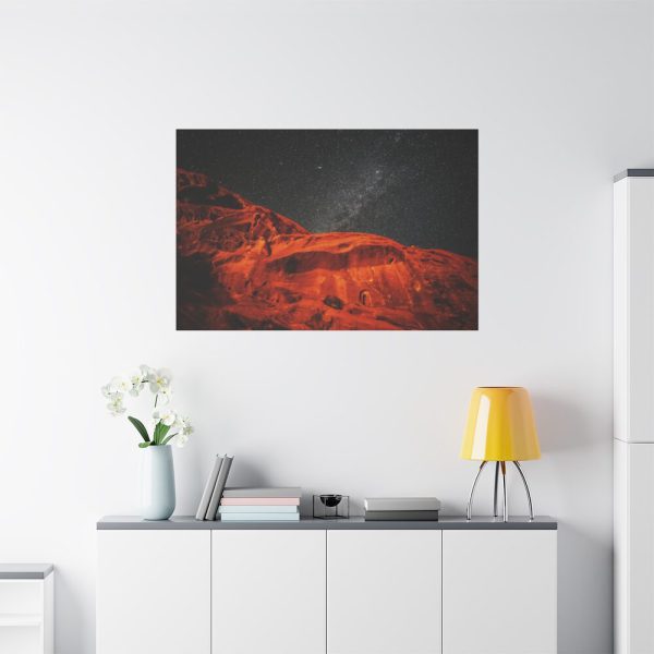 91638-257.jpg Glowing Red Mountain Under Starry Sky Standard Canvas