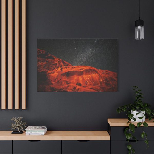 91638-258.jpg Glowing Red Mountain Under Starry Sky Standard Canvas