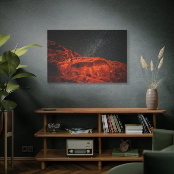 91638-259.jpg Glowing Red Mountain Under Starry Sky Standard Canvas