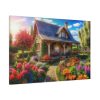 Flower Garden With Cottage Standard Canvas