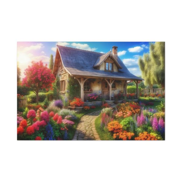 Flower Garden With Cottage Standard Canvas