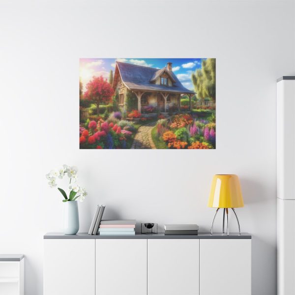 Flower Garden With Cottage Standard Canvas