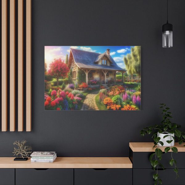 Flower Garden With Cottage Standard Canvas