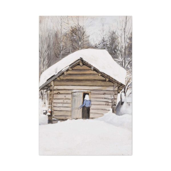 91655-21.jpg Old Woman at the Sauna Door Standard Canvas