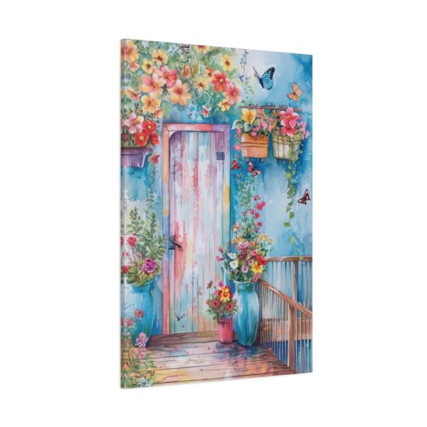 91655-40.jpg Whimsical Door With Garden of Potted Plants Standard Canvas