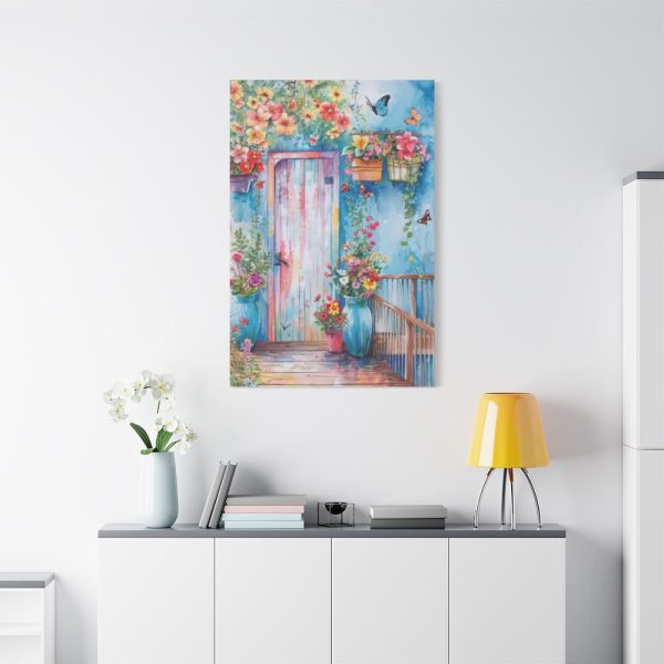 91655-42.jpg Whimsical Door With Garden of Potted Plants Standard Canvas
