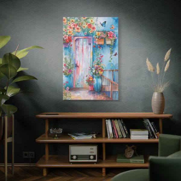 91655-44.jpg Whimsical Door With Garden of Potted Plants Standard Canvas