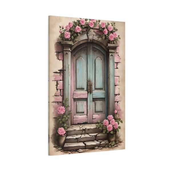 91655-50.jpg Old Door And Pink Roses Standard Canvas