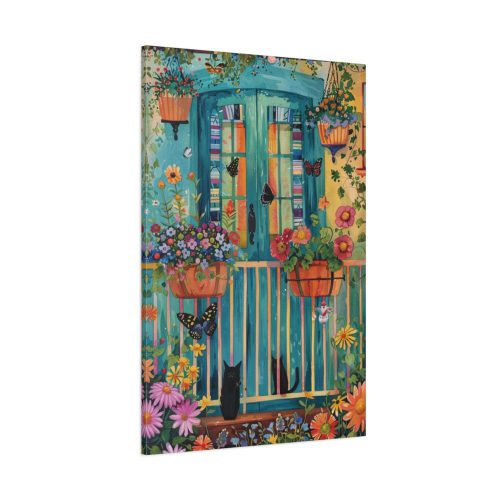 Blue Door With Black Cats Standard Canvas