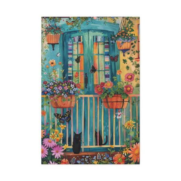 91655-61.jpg Blue Door With Black Cats Standard Canvas