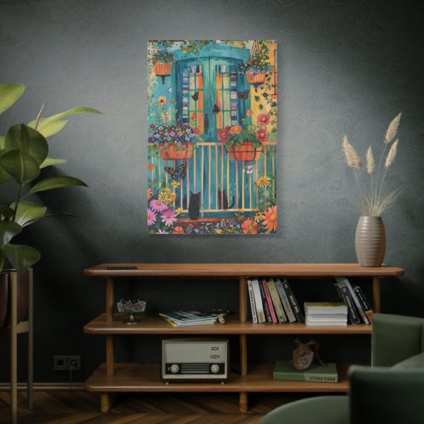 91655-64.jpg Blue Door With Black Cats Standard Canvas
