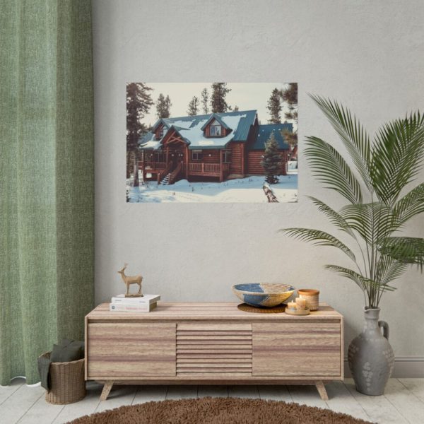 92408-123.jpg Snow Covered Log Cabin in the Forest Poster