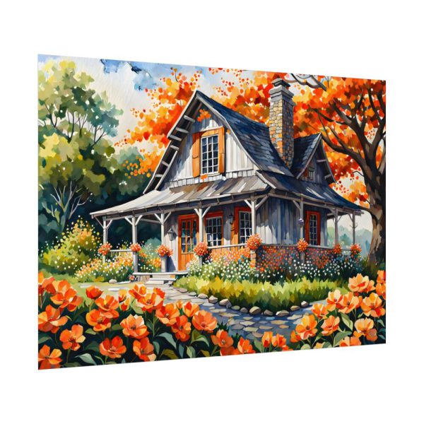 92408-172.jpg Old Fashioned Rustic Cottage in a Flower Garden Poster