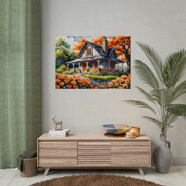 92408-173.jpg Old Fashioned Rustic Cottage in a Flower Garden Poster