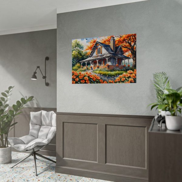 92408-174.jpg Old Fashioned Rustic Cottage in a Flower Garden Poster