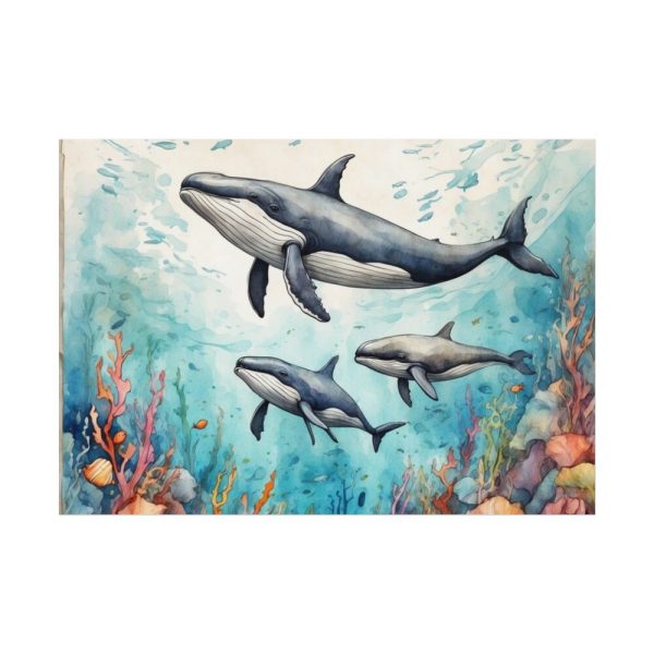92408-240.jpg Watercolor Whales Under The Sea Poster