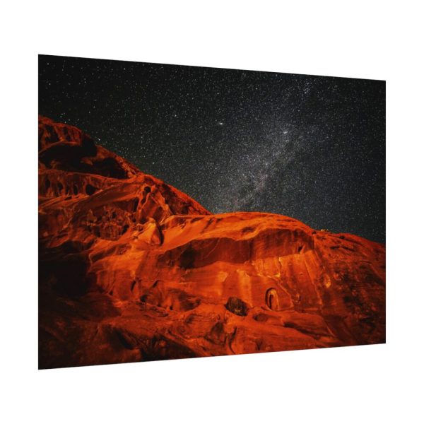 92408-327.jpg Glowing Red Mountain Under Starry Sky Poster