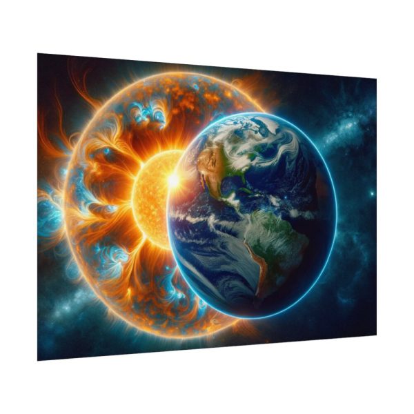 Planets Earth and Sun in Space Poster