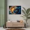 Planets Earth and Sun in Space Poster