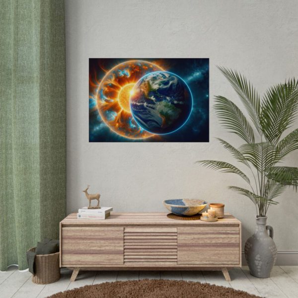 Planets Earth and Sun in Space Poster