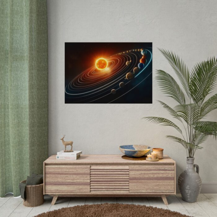 Vibrant Depiction of Solar System in Horizontal Format Poster - Image 4